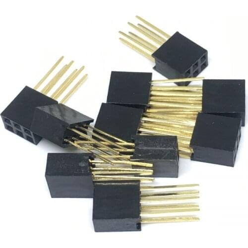20pcs Stackable Header Double Row 2x3 (total 6pin) 2.54mm Pin Length 11mm Gold Plating