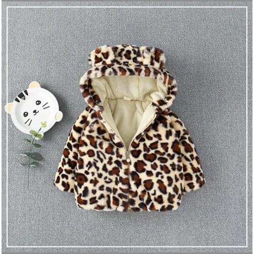 2018 Baby Girl Winter Hoodies Coats Velvet Warm Coat Girls Kids Leopard Jacket Outfits