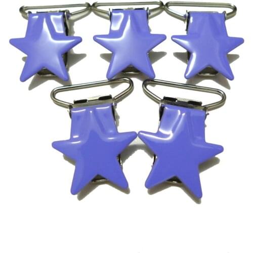 25pcs 1'' 25mm #32 Lavender Colored Enamel Star Shape Suspender Clips