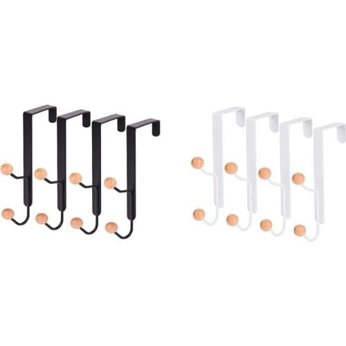 4Packs Over The Door Double Hanger Hooks, Sturdy Over Door Wooden Hooks Holds, Over The Door Hooks For Kitchen