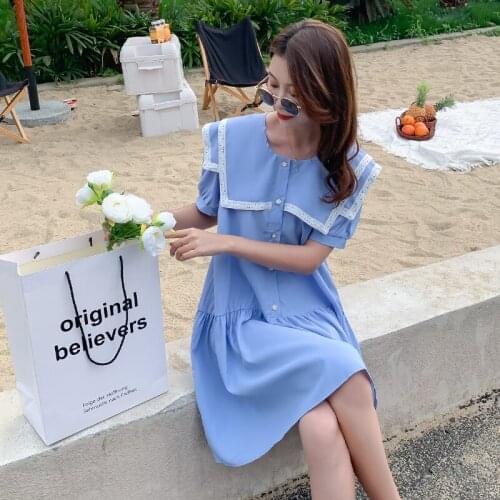 40572# Maternity Dress Summer Cotton Short Sleeves Loose Midi Slimming Dress Plus Size Pregnancy Dress Pregnant Women Mom Dress