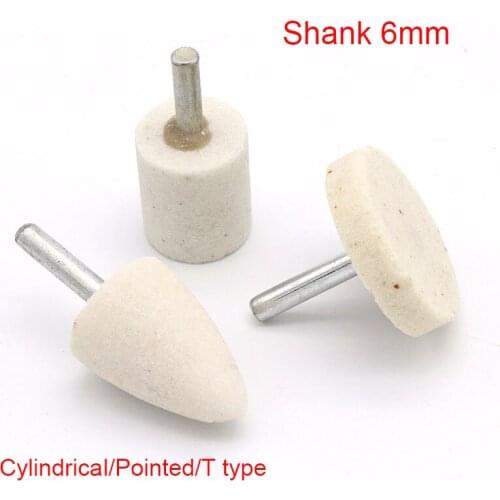 5PCS Shank 6mm White Cylinder/Pointed Corundum Grinding Head Ceramic Electric Grinding Head Metal Abravise Tool 16/20/25/30mm