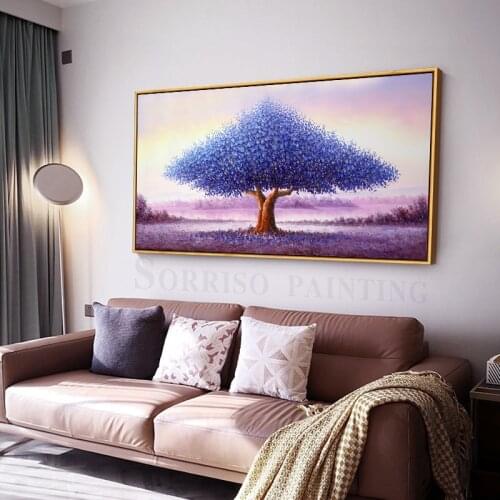 Abstract Blue Trees In Pink Sky Nordic Canvas Painting Modern Wall Art Posters And Prints Pictures Living Room Home Dining Decor