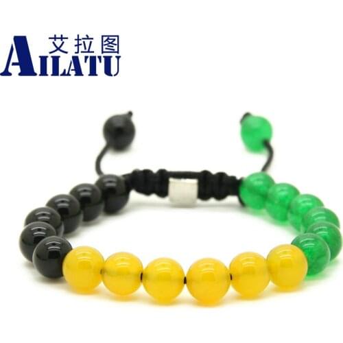 Ailatu Wholesale 10pcs/lot 8mm Natural Mix Colors Stone Beads Macrame Macrame Braided Lucky Fashion Bracelets