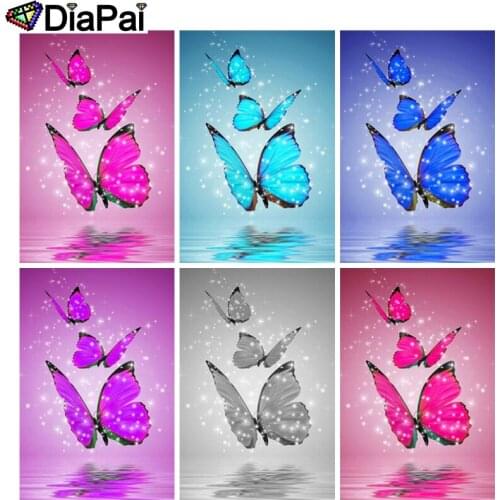 DIAPAI 5D DIY Diamond Painting 100% Full Square/Round Drill "Color butterfly" 3D Embroidery Cross Stitch Home Decor