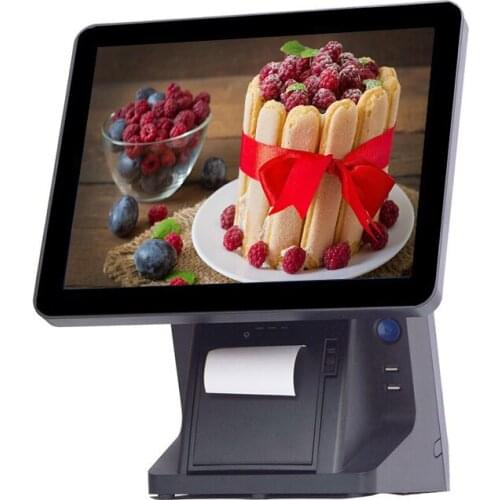 Android pos terminal 15 inch touch screen pos all in one system cashier machine with 58mm thermal printer VFD