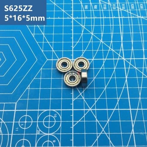 Free Shipping ABEC-5 10pcs S625 ZZ Miniature stainless steel deep groove ball bearing S625ZZ 5*16*5 mm for 3D printer S625 Z