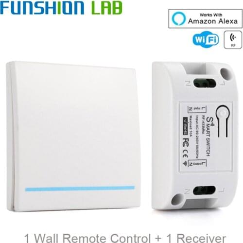 FUNSHION RF Wifi Switch RF433MHz 10A/2200W Wireless Switch 86 Type ON/Off Switch Panel 433MHz RF WiFi Remote Control Transmitter