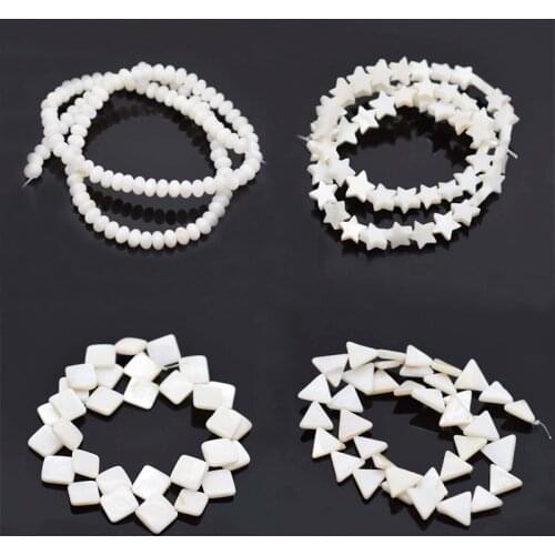White Natural Mother Of Pearl Shell Beads Triangle Loose Flat round star square Freshwater Shell Charms beads For Jewelry Making