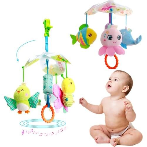 Baby Rattles Crib Mobiles Toy Holder Rotating Animal Musical Box Bed Bell Hanging Bracket Toys for Newborn Toy 0-24 Months Gift