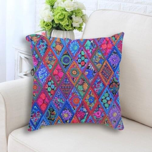 Europe Bohemian Couch Cushion Pastoral Home Decorative Pillow Cotton Linen Square Pillowcase 45x45cm Seat Back Cushions