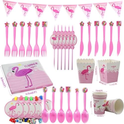 Flamingo Party Theme Deco Hawaiian Luau Flamingo LED Light Birthday Party Wedding Tropical Decor Disposable Tableware Supplies