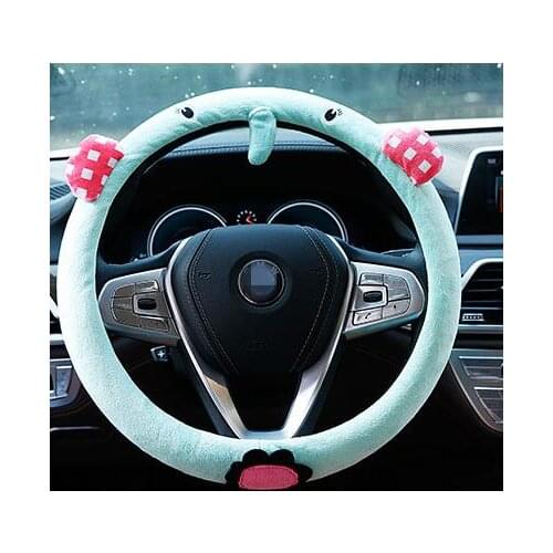Hot Cartoon Cute Steering Wheel Covers Short Plush Steering Wheel Cover Car Accessories For Girls Steering Wheel