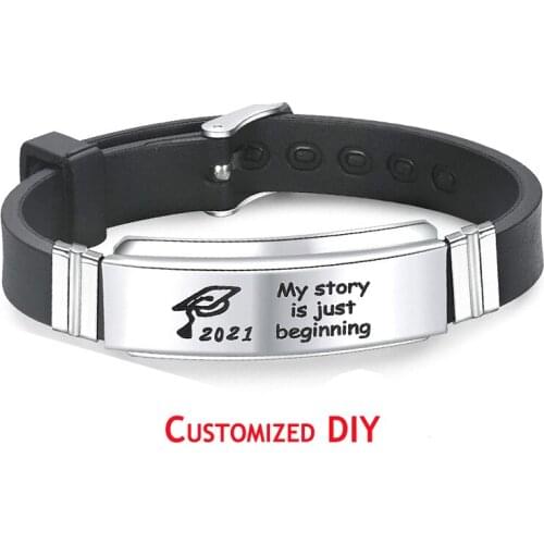 Customized DIY Silicone Bar Bracelets for Men Boyfriend Best Friends Anniversary Jewelry Gift Adjustable Lenght Wristband