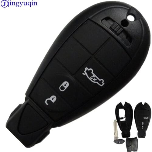 Jingyuqin Smart Remote Control car key shell for Chrysler Dodge for Jeep Key fob Case With 4 Buttons No Chip Uncut Insert