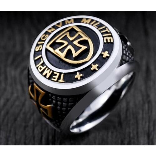 Vintage God wills Warrior Titanium Steel Skull Biker Gothic Punk 316L Stainless Ring For Men Retro Male Design Round Bands Rings