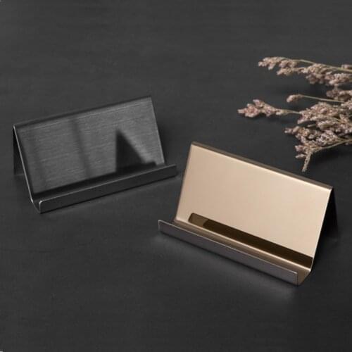 Creativity High-End Stainless Steel Name Business Card Office desk decoration case Accessories storage display Phone holder