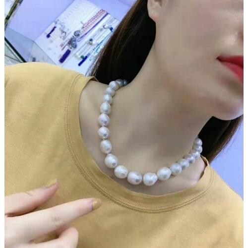 Hot sell micro inlay zircon accessories buckle 12-14 mm white circular edison pearl necklace fashion jewelry