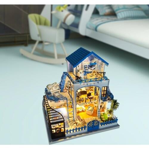 3D DIY Wood Miniature Doll House Creative Aegean Sea for Kids Adults Gift