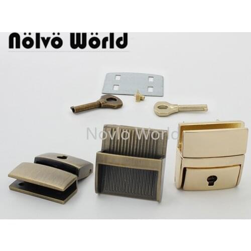 Nolvo World 2-10 pieces 32*30mm Press locks Light gold Brush antique brass Key Lock