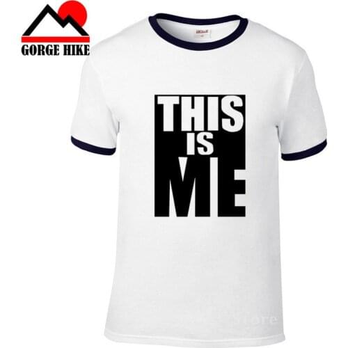 2019 Summer T Shirt Mens 100% cotton Simple text design T-shirts Tee Short Sleeve High Quality Boys Tshirt TOPS Navy This is me
