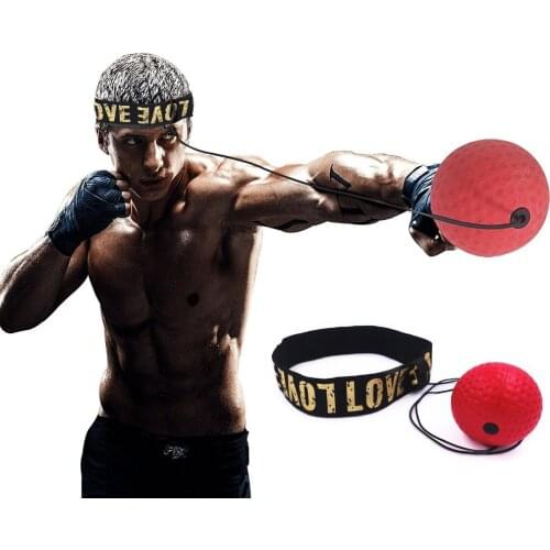 Boxing Reflex Speed Punch Ball Sanda Boxer Raising Reaction Force Hand Eye Training Set Stress Reaction ball red