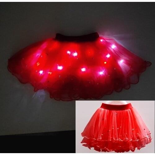 2020 novel Beaded Chiffon 3 Layers Skirts Princess Tulle Party Dance Skirts For Autumn Girls Fluffy Bottom Skirt led skirt Red