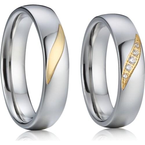 Wedding rings gold women jewelry 1 Pair Love Alliance custom mens 14k plated titanium anniversary promise rings for couples