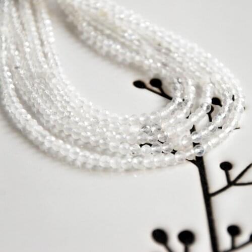 Wholesale natural moonstone rainbow aura faceted cut 2/3mm 7.5 inch/19cm tiny seed beads jewelry making DIY for women