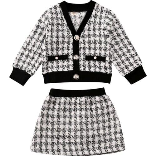 Citgeett New Spring 1-5Years Toddler Baby Girls Winter Clothes Plaid Coat Tops+Tutu Dress Formal Autumn Outfits Set