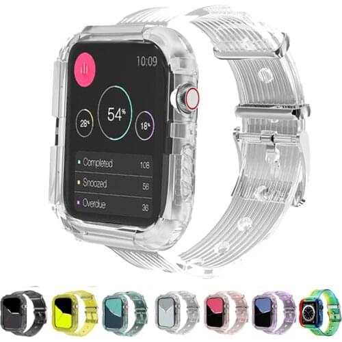 Silicone strap for apple watch transparent band bands 44mm 40mm 42mm 38mm sport correa for iwatch series 5 4 3/2/1 watchband