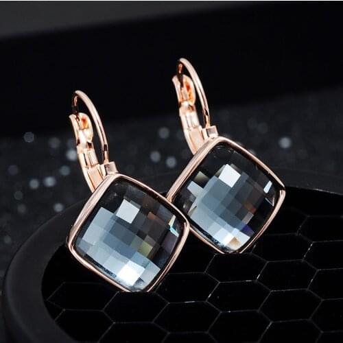 MOONROCY Free Shipping Fashion Jewelry Wholesale Earring Rose Gold Color Crystal Earrings Girls for Women Gift