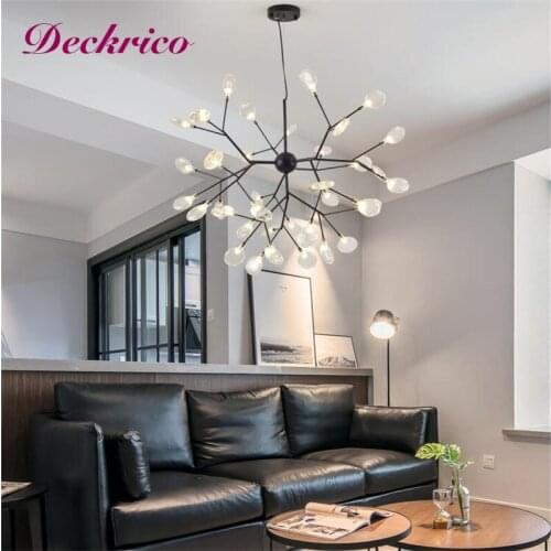 Modern Black Chandelier Led Pendant Lamps Nordic Glass Style Indoor Kitchen Accesories Decorative Ceiling Lamp Hanging Fixture