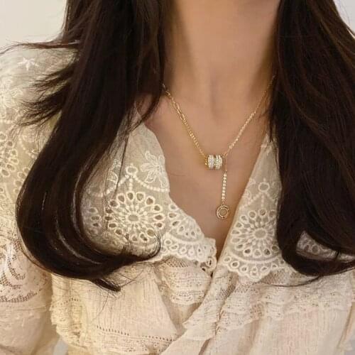 Vintage Roman Number Pendant Necklace Hiphop Crystal Spring Chokers Necklaces for Women Rock Show Jewelry Female Chain Bijoux