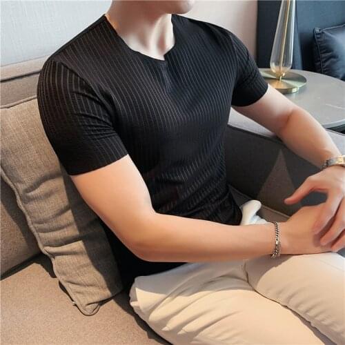 2021 Brand clothing Fashion Mens Summer high-grade Ice silk T-shirts/Male slim fit leisure short sleeve T-shirts S-4XL