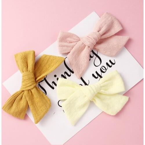 9.5x8.0cm Handmade Cotton Fabric Bows Flat Back/Hair Clip Jacquard Hair Bow For Babys Girl Hair Accessories Headbands 8 Colors