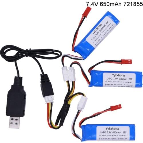 7.4V 650mAh Lipo Battery 2S with USB charger for WLtoys A202 A212 A222 A232 A242 A252 4WD RC Car 7.4V battery
