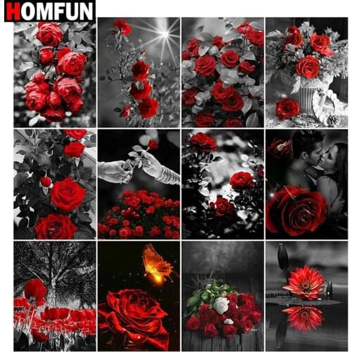 HOMFUN Full Square/Round Drill 5D DIY Diamond Painting "Rose Flower" Embroidery Cross Stitch 5D Home Decor Gift