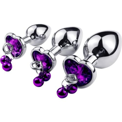 Small Size Anal Plug Stainless Steel Butt Plug With Bell Heart Crystal Pendant Prostate Massager Sex Toys For Woman Men GS0298-S