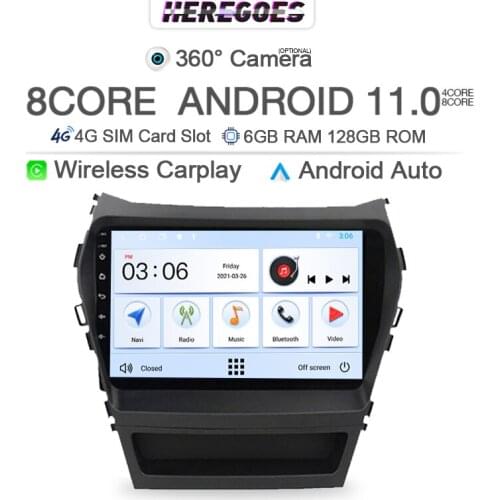 Carplay DSP 6+128G Android 10.0 Car Radio For Hyundai IX45 Santa Fe 2013 2014 2015 2016 2017 2018 4G LTE Multimedia Player GPS