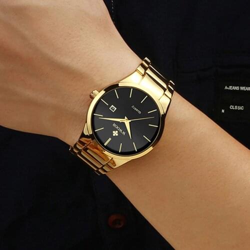 Simple Style Watches For Men Quartz Stainless Steel Clock WWOOR Mens Watches Top Brand Luxury Gold Black Waterproof Wrist Watch
