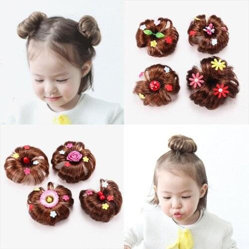 Childrens hair clip headdress princess lady wig ball head flower bud hair card head flower baby girl clip hair accessories