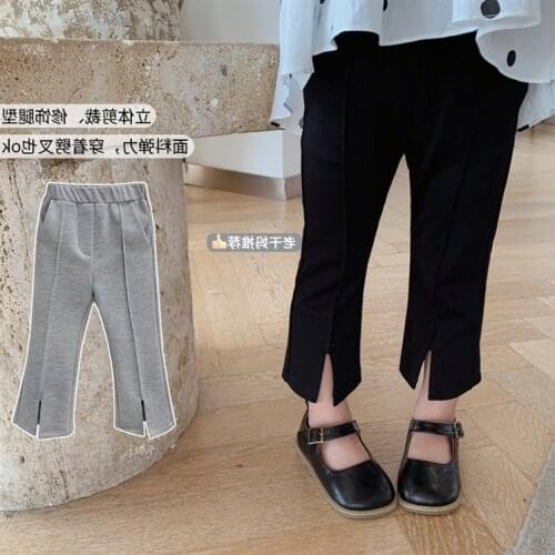 Baby 9-point Flared Pants Children Casual Black Pants Girls Fashion Spring 2021 New Baby Girl Sports Trousers