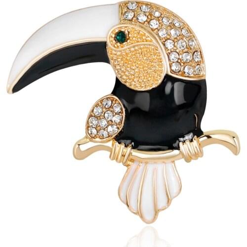 Elegant Colorful Cartoon Parrot Shiny Rhinestone Animal Women Gift Brooch Pin