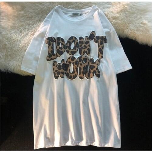 2021 Vintage Streetwear Leopard Letters Print Short Sleeve T-Shirt Women Men Clothes Summer Hip Hop Punk Tops