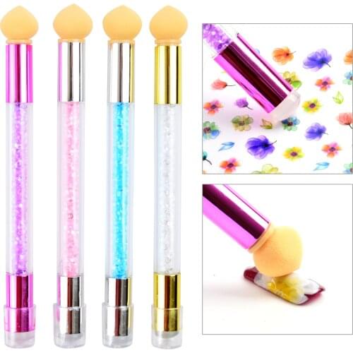 1 PC Gradient Stamping Design Nail Brush Gradient Shading Dotting Painting Pen Sponge Silicone UV Gel Manicure Tool 2 Way