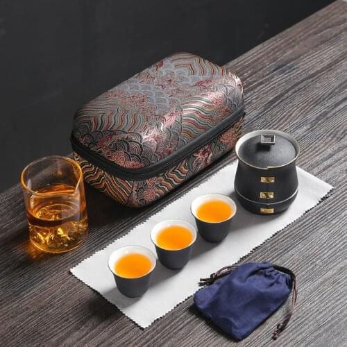Chinese Tea Set Ceramic Travel Automatic Tea Set Set Outdoor Portable Creative Anti-scalding Tea Maker Business Gift