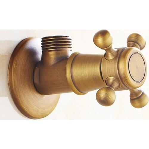 Antique Brass 1/2"male x 1/2" male Brass Bathroom Angle Stop Valve Bronze Finish Filling Valves Bathroom 8808