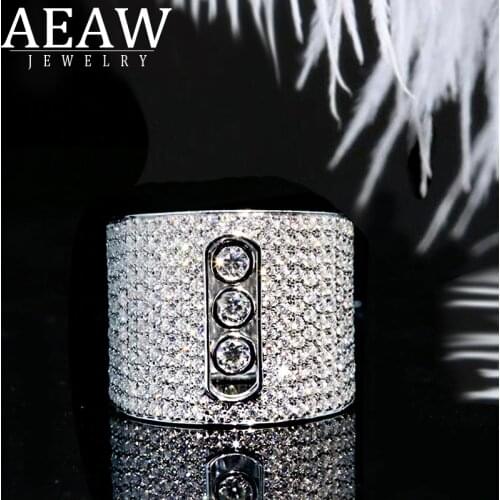 AEAW Luxury 14K White Gold Moissanite Diamond Big Man Ring Women Ring Engagement & Wedding Ring Thumb ring