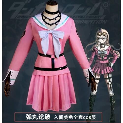 New Anime Miu Iruma Cosplay Costume Danganronpa V3 Cosplay School Uniform And Wig Anime Cosplay Halloween Costume For Women Girl